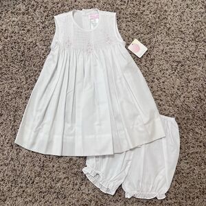 Petit Ami White Smocked Short Set Size 12 Months NWT